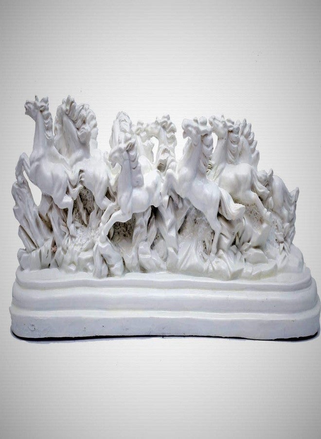INARA Creation Feng Shui & Vastu 12 Running Victory Horses Resin Statue (White, 50.8 x 25.4 x 15.24 cm) - Image 1